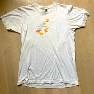 Funny White Graphic Tee T-Shirt with Pigs